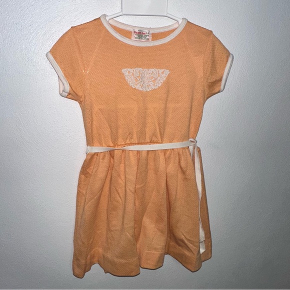 Vintage Orange Lace Appliqué Dress - Picture 3 of 5